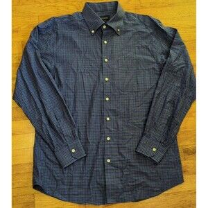 Scott Barber Dress Shirt Purple Plaid Cotton Button Down Mens L Classic Preppy